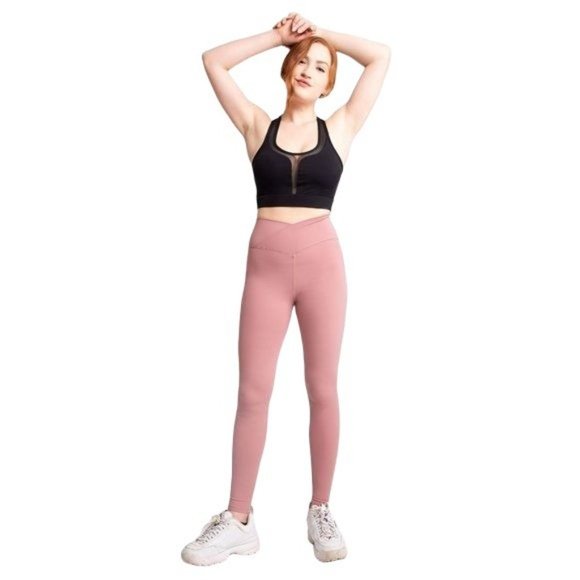 WOMENS CRANBERRY PINK CROSSOVER HIGH-RISE TIGHTS/LEGGINGS NWT - SZ:M/L - Picture 6 of 15